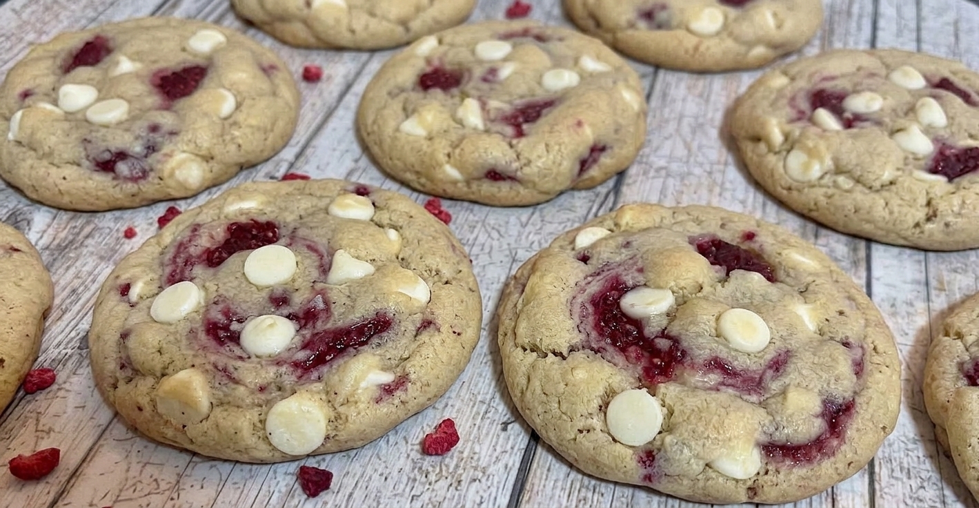 Raspberry cheesecake cookies
